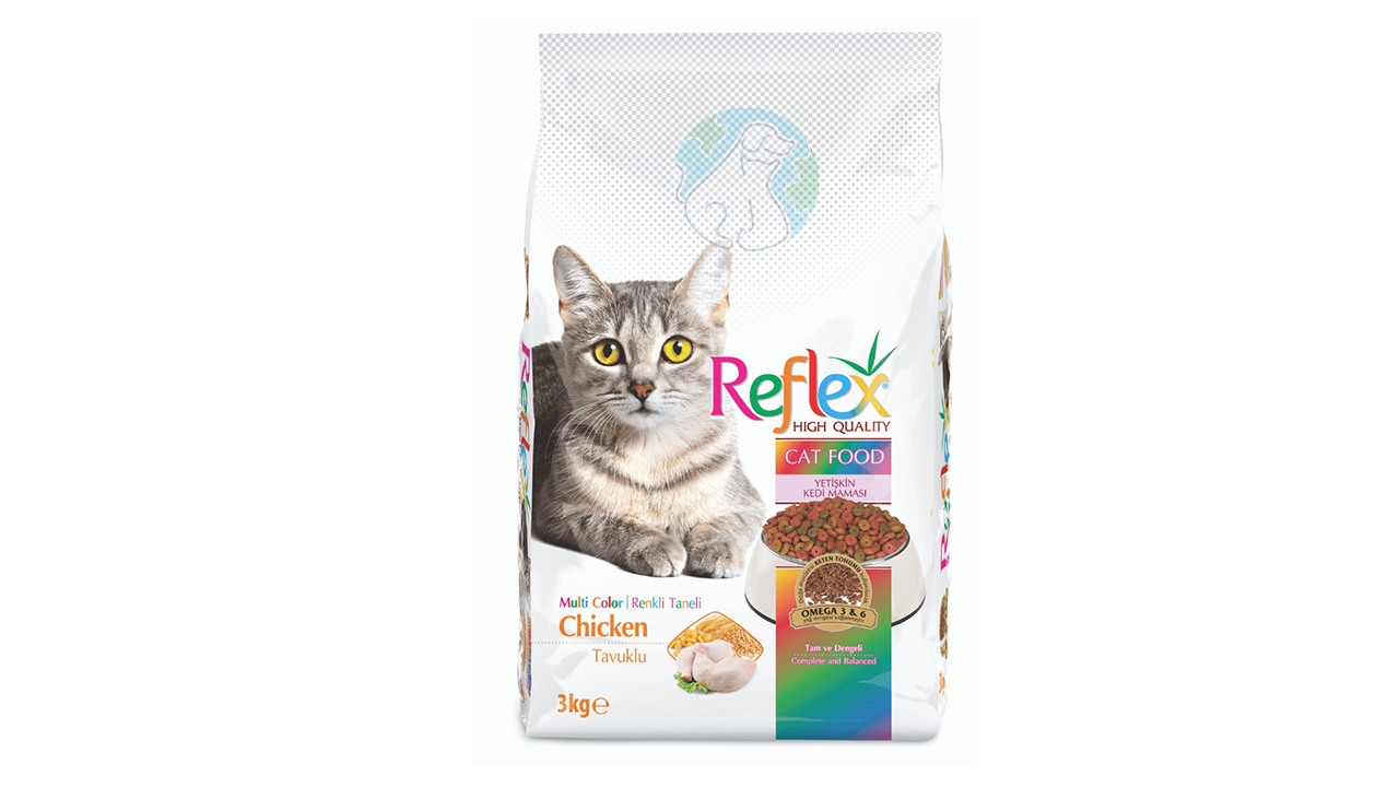 غذای خشک گربه  3کیلویی مولتی کالر مرغ Reflex